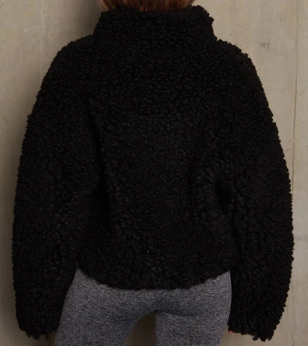 Winter Cropped Teddy Fleece Jacket Women Zip Up Stand Collar