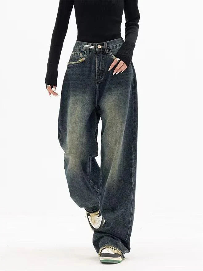 Vintage Wash Baggy Boyfriend Jeans