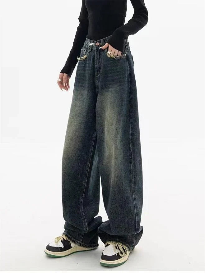 Vintage Wash Baggy Boyfriend Jeans