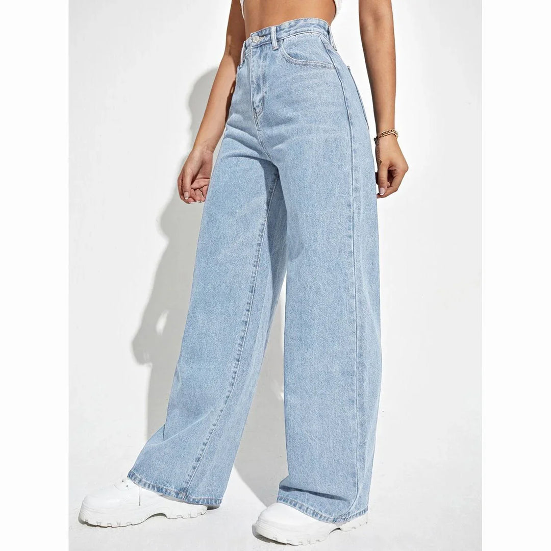 Women’s High-Waisted Wide-Leg Jeans – Relaxed Fit Full-Length Denim