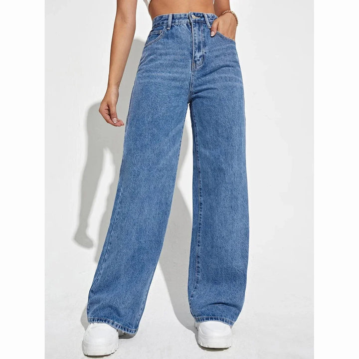 Women’s High-Waisted Wide-Leg Jeans – Relaxed Fit Full-Length Denim