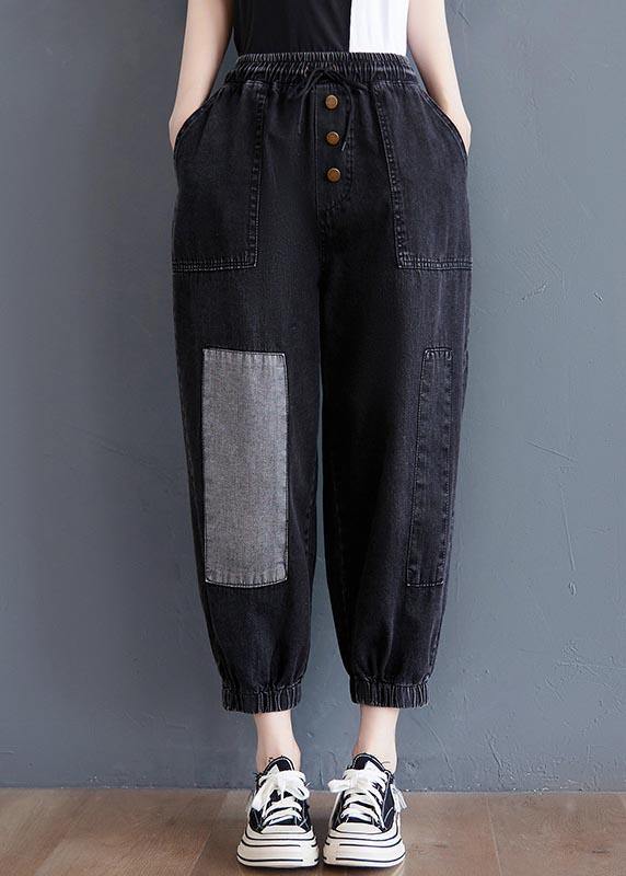 Patchwork Cropped Cargo Jogger Jeans