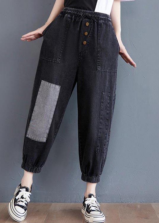 Patchwork Cropped Cargo Jogger Jeans