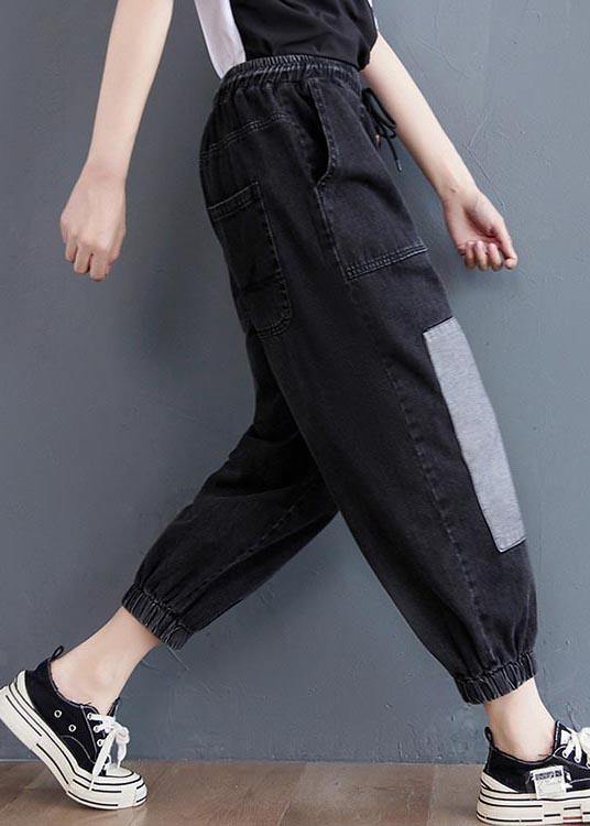 Patchwork Cropped Cargo Jogger Jeans
