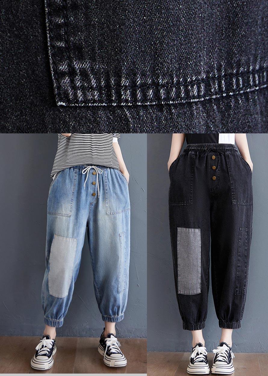Patchwork Cropped Cargo Jogger Jeans