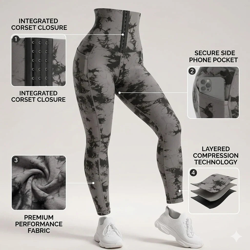 All Season Corset Leggings Women High Waisted Hook Eye Gym Leggings