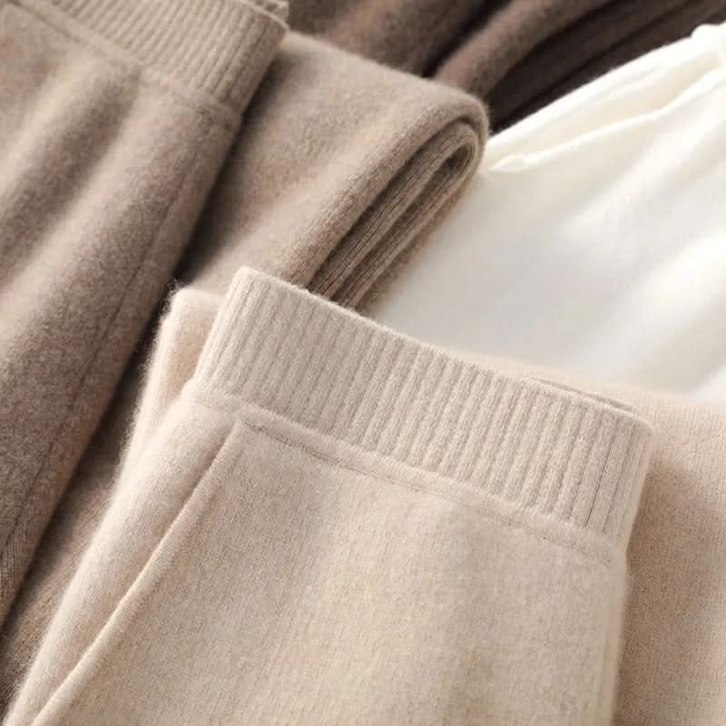 Winter Knit Lounge Pants Women Drawstring Waist Relaxed Trousers