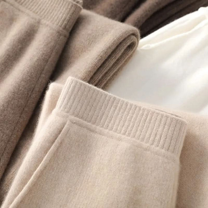 Winter Knit Lounge Pants Women Drawstring Waist Relaxed Trousers