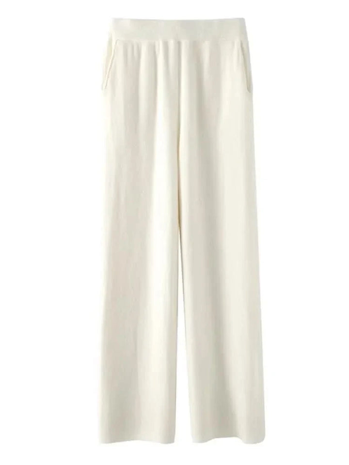 Winter Knit Lounge Pants Women Drawstring Waist Relaxed Trousers