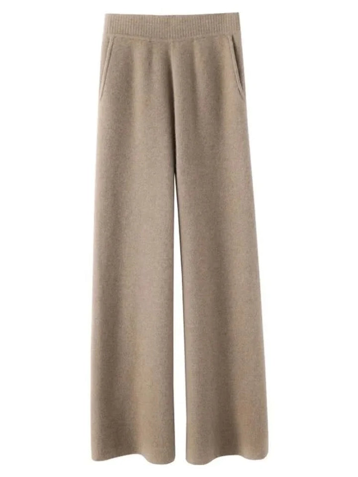 Winter Knit Lounge Pants Women Drawstring Waist Relaxed Trousers
