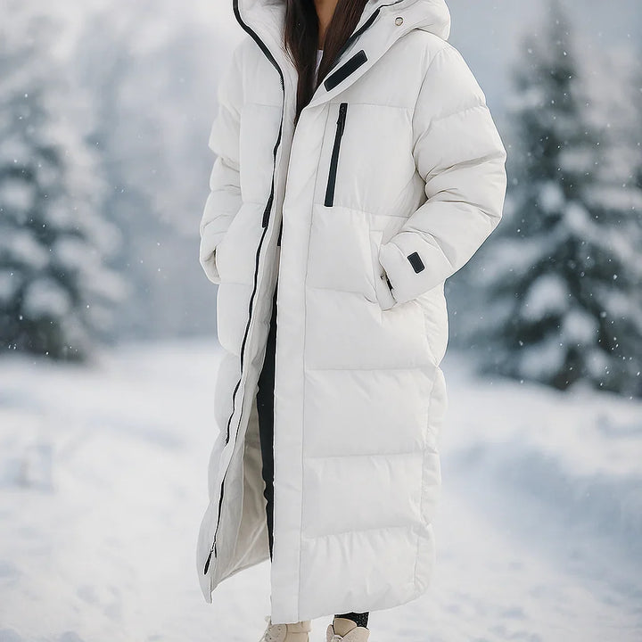 Long Puffer Coat - Hooded Quilted Maxi Women's Winter Coat