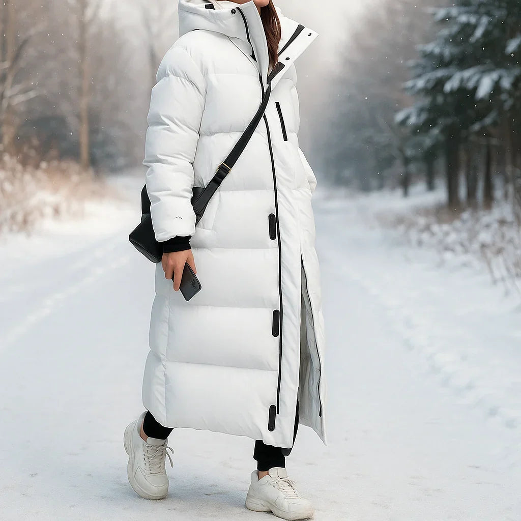 Long Puffer Coat - Hooded Quilted Maxi Women's Winter Coat