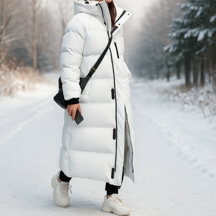Long Puffer Coat - Hooded Quilted Maxi Women's Winter Coat