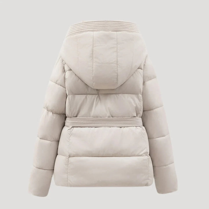Women's Puffer Jacket | Belted Hooded Quilted
