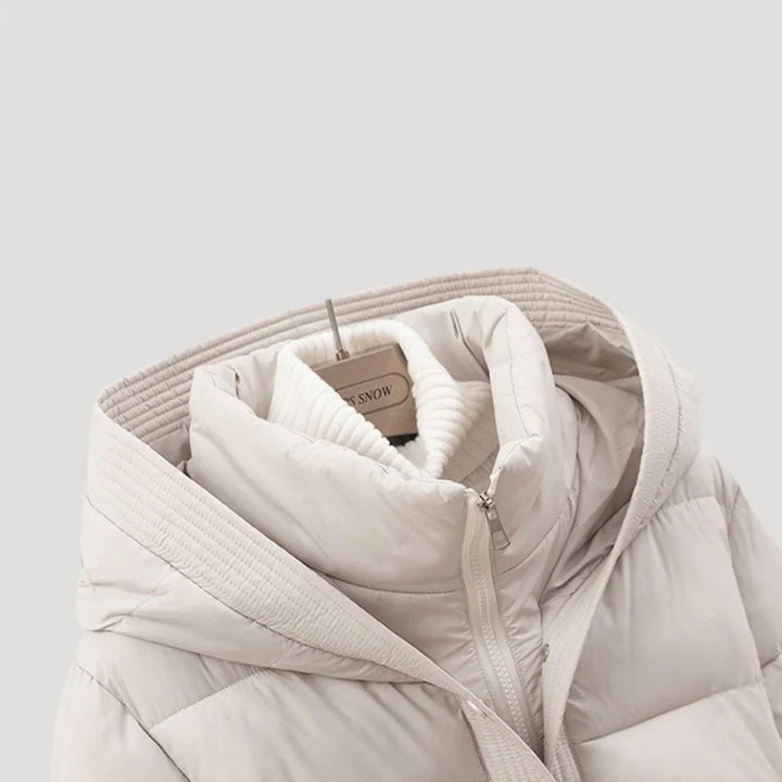 Women's Puffer Jacket | Belted Hooded Quilted