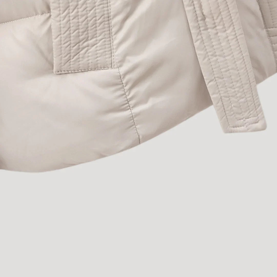 Women's Puffer Jacket | Belted Hooded Quilted
