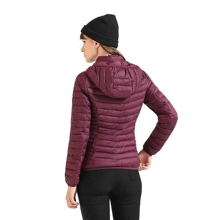 Winter Hooded Puffer Jacket Women Lightweight Quilted Zip Coat
