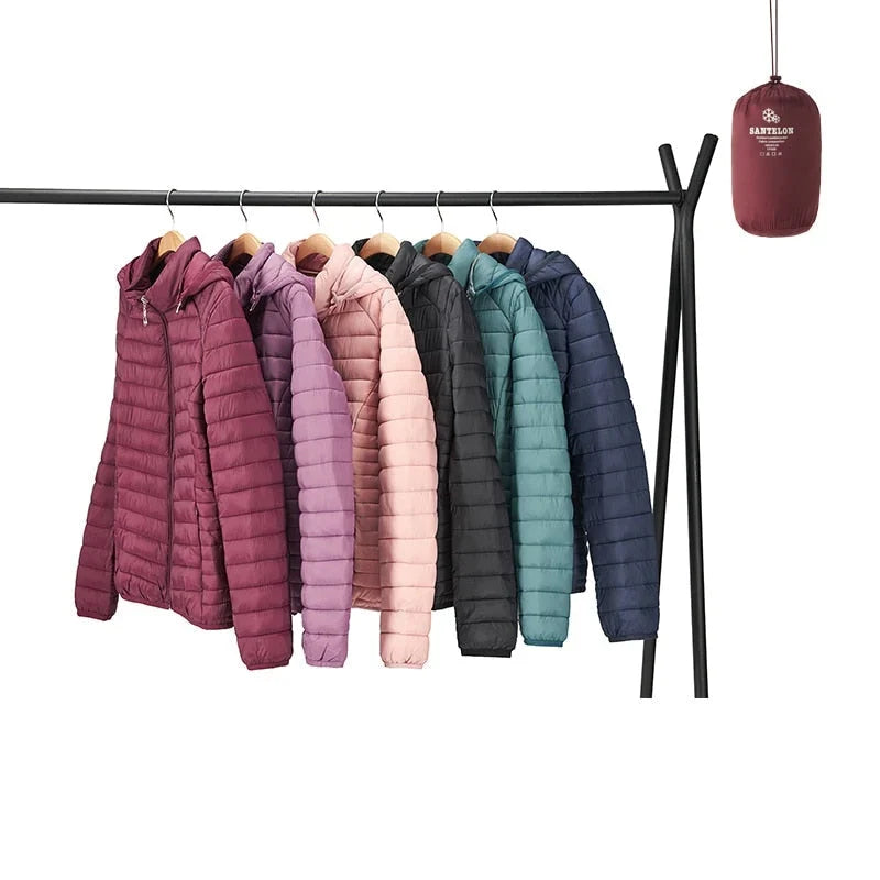 Winter Hooded Puffer Jacket Women Lightweight Quilted Zip Coat