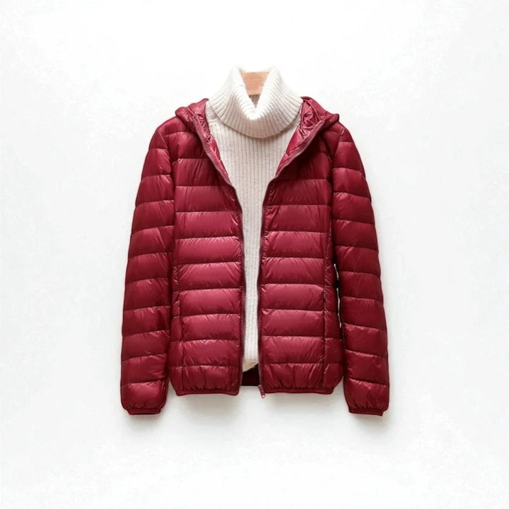 Winter Lightweight Puffer Jacket Women Hooded Zip Front Coat