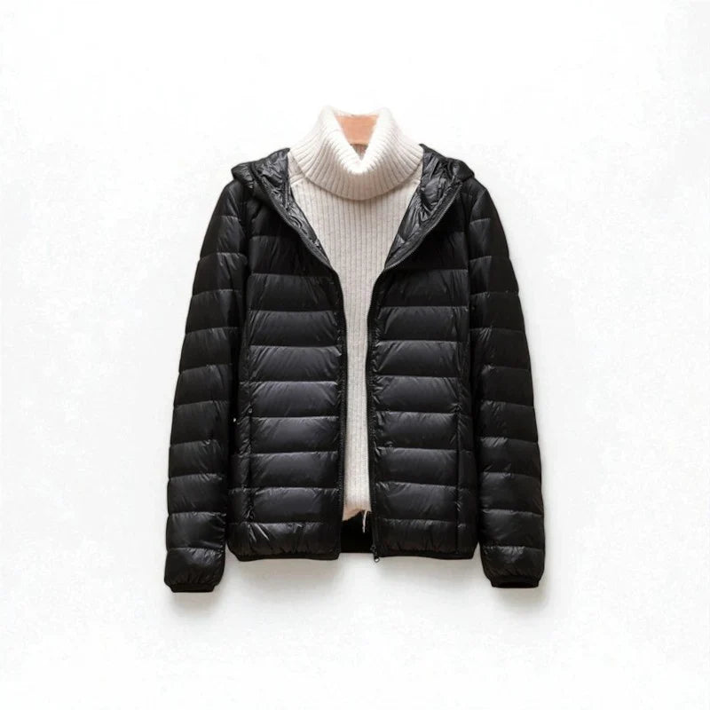 Winter Lightweight Puffer Jacket Women Hooded Zip Front Coat