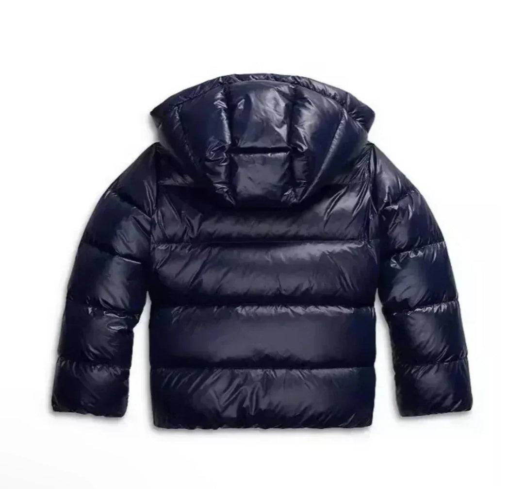 Winter Hooded Puffer Jacket Women Glossy Insulated Zip Coat