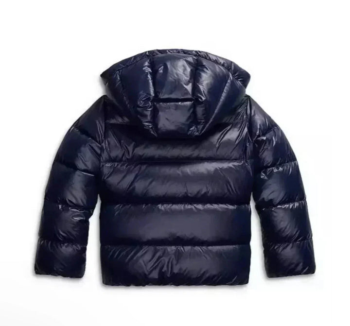 Winter Hooded Puffer Jacket Women Glossy Insulated Zip Coat