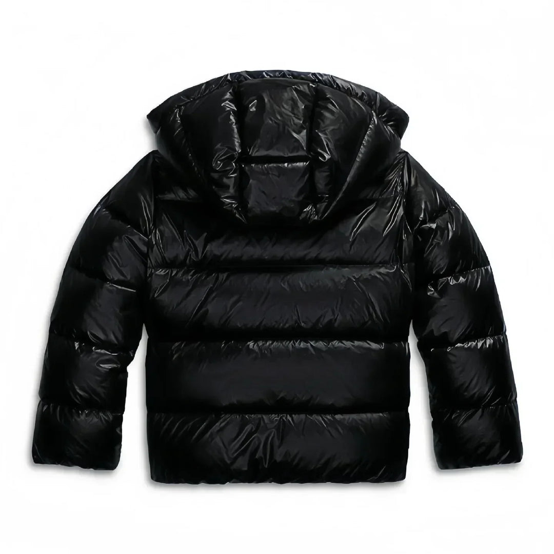 Winter Hooded Puffer Jacket Women Glossy Insulated Zip Coat