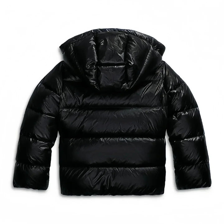 Winter Hooded Puffer Jacket Women Glossy Insulated Zip Coat
