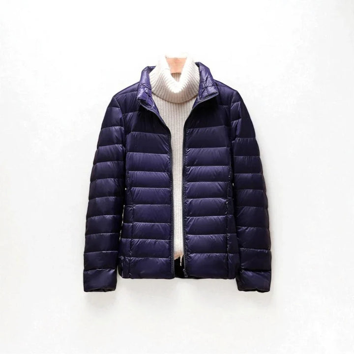 Winter Lightweight Puffer Jacket Women Zip Front High Collar