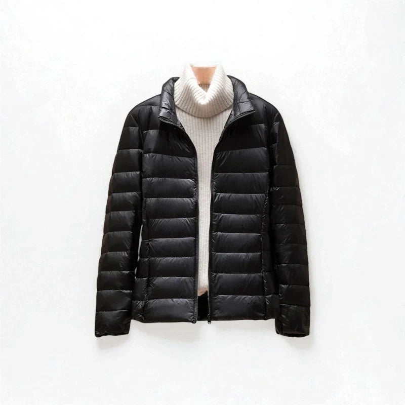 Winter Lightweight Puffer Jacket Women Zip Front High Collar