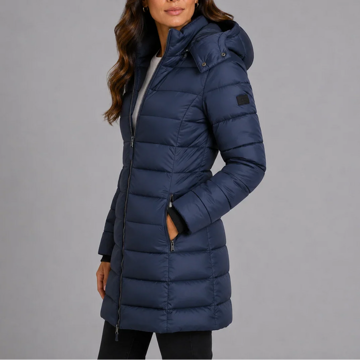 Long Puffer Jacket - Quilted Insulated Hooded Women's Coat