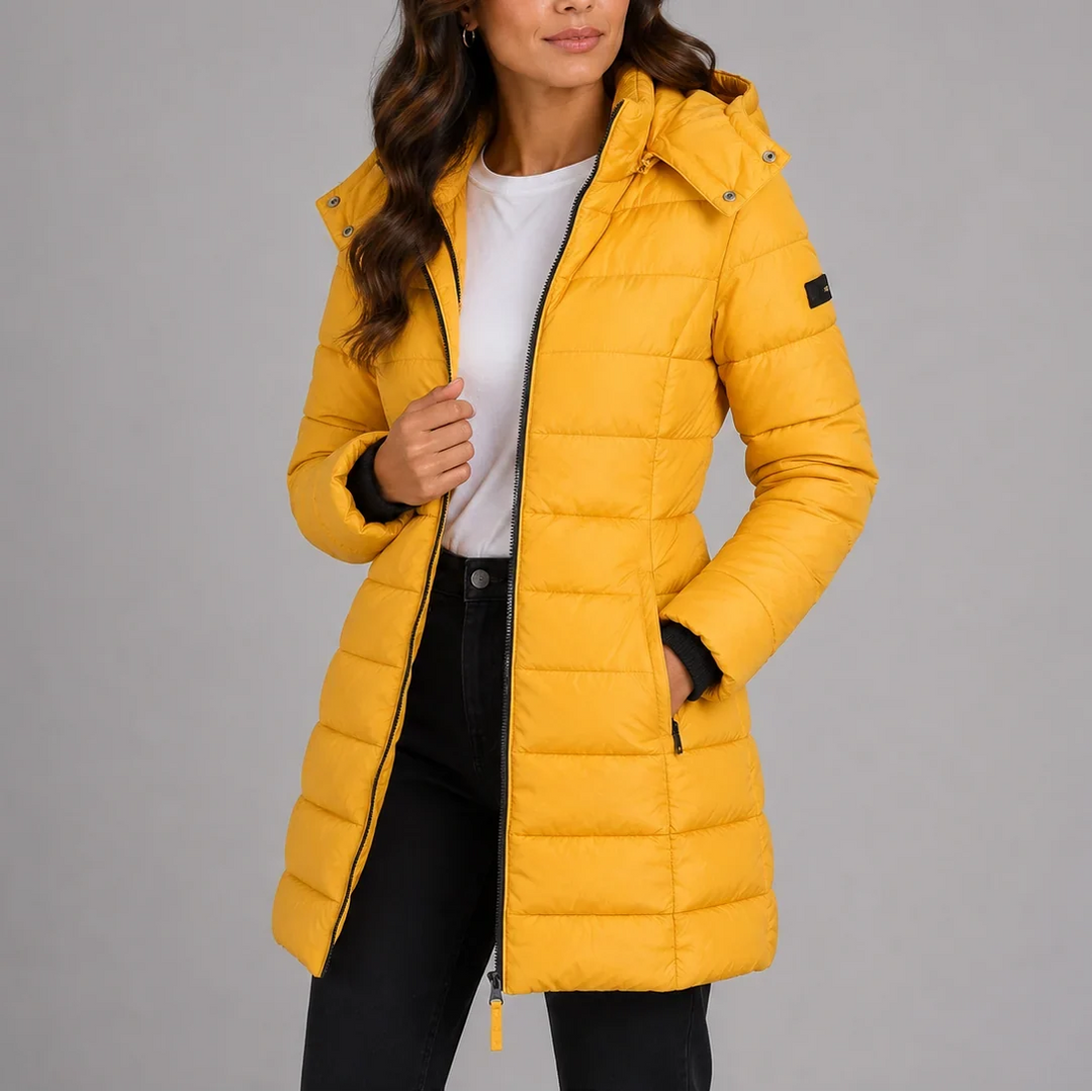 Long Puffer Jacket - Quilted Insulated Hooded Women's Coat