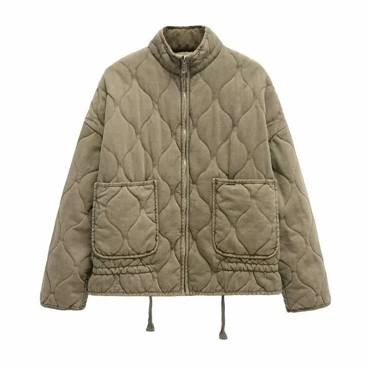 Winter Quilted Cotton Jacket Women Vintage Stand Collar