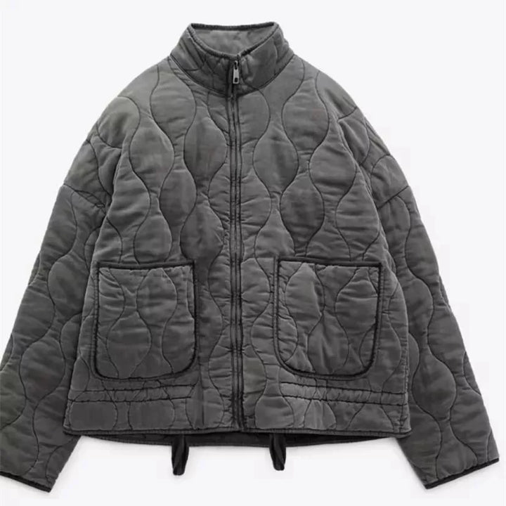 Winter Quilted Cotton Jacket Women Vintage Stand Collar