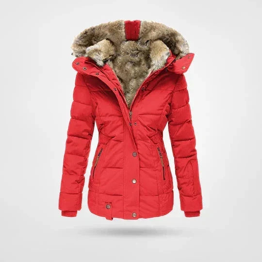 Winter Puffer Jacket Women Faux Fur Hood Plus Size Quilted Coat