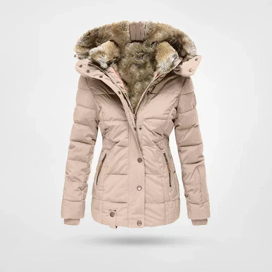 Winter Puffer Jacket Women Faux Fur Hood Plus Size Quilted Coat