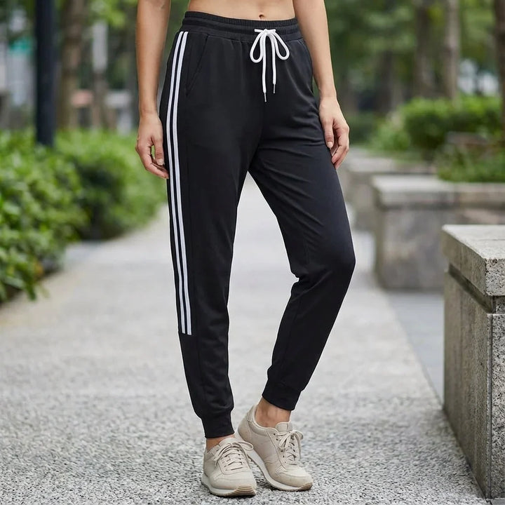 Autumn Sweatpants Women Striped Drawstring Joggers Cotton Blend