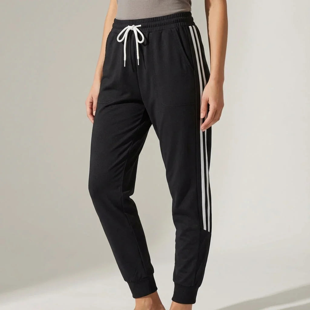 Autumn Sweatpants Women Striped Drawstring Joggers Cotton Blend