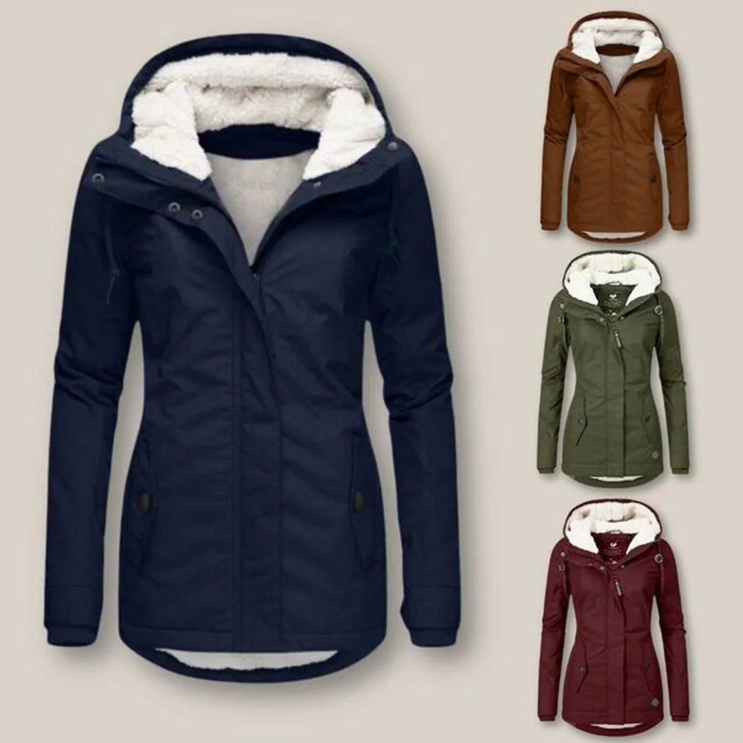 Winter Waterproof Jacket Women Sherpa Lined Hooded Quilted Coat