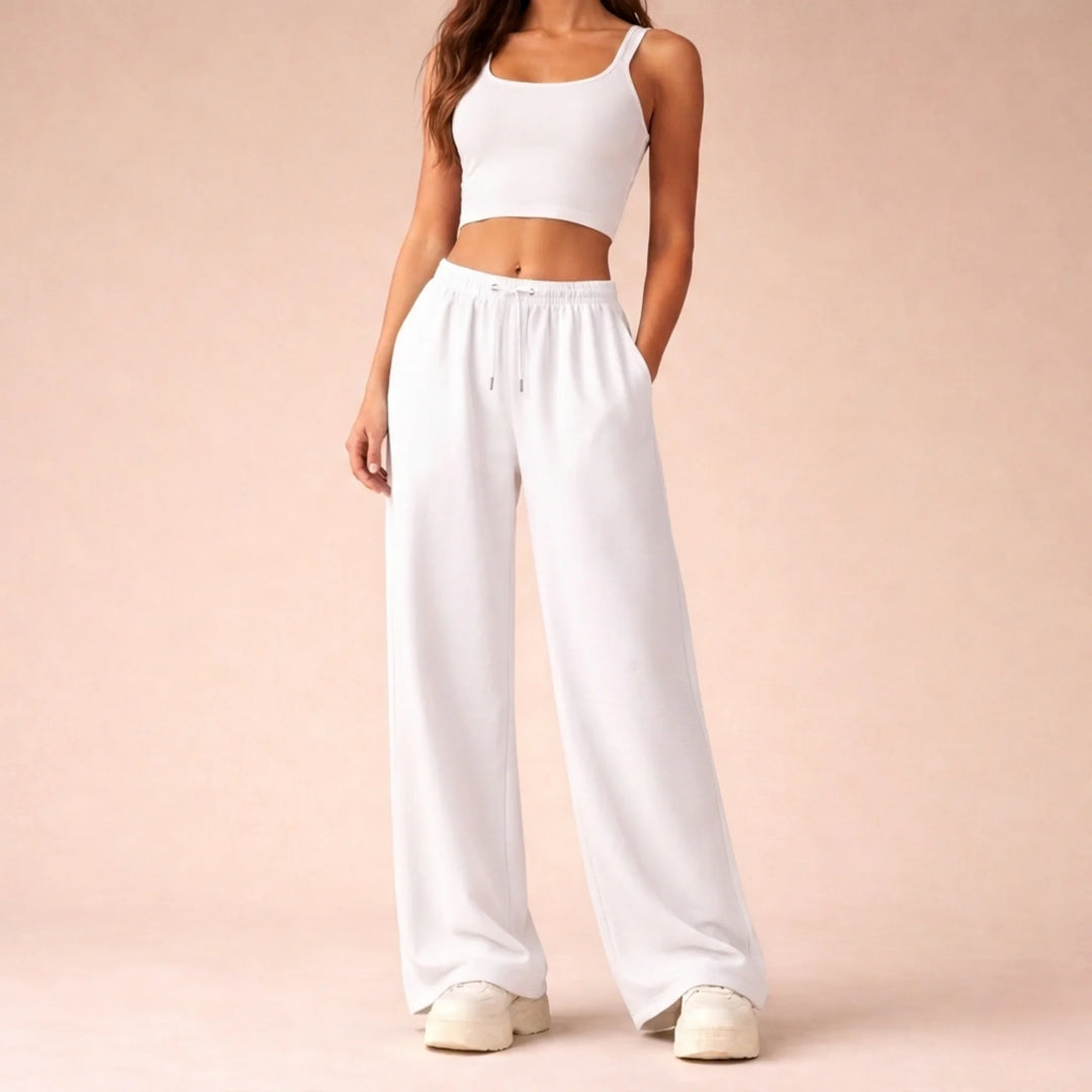 Winter Wide Leg Sweatpants Women Drawstring Waist Lounge Pants