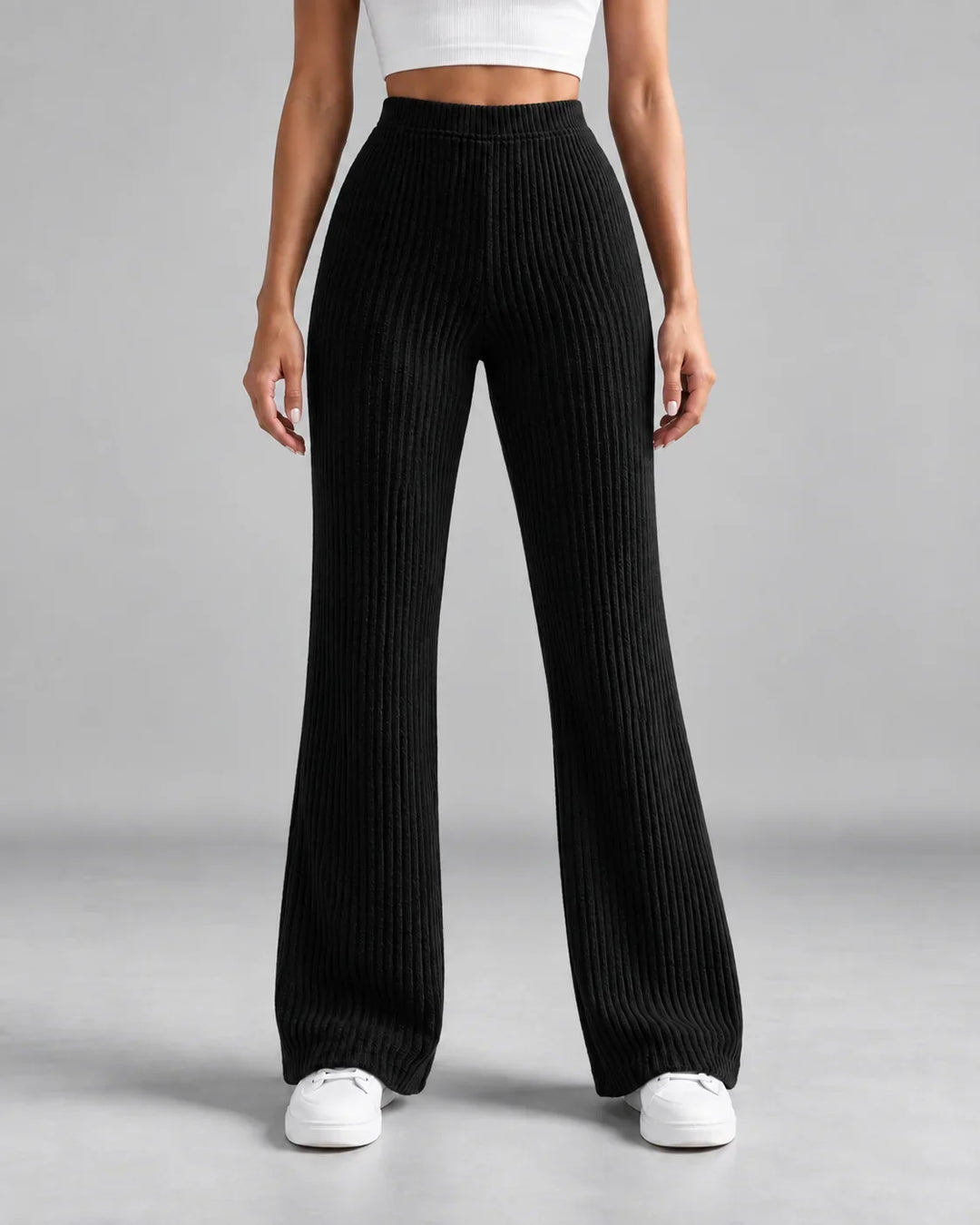 Winter Ribbed Knit Sweatpants Women Wide Leg High Rise Lounge Pants