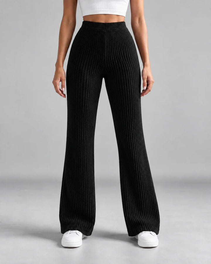 Winter Ribbed Knit Sweatpants Women Wide Leg High Rise Lounge Pants