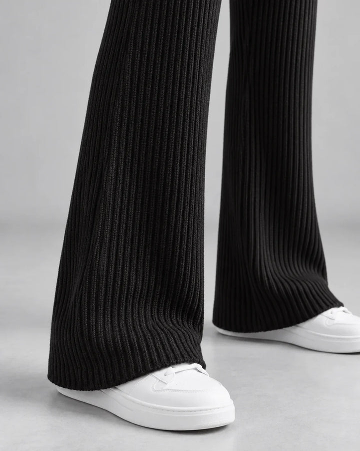 Winter Ribbed Knit Sweatpants Women Wide Leg High Rise Lounge Pants