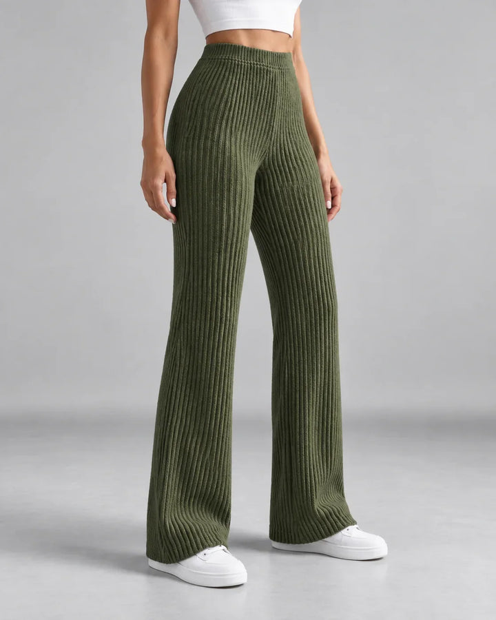 Winter Ribbed Knit Sweatpants Women Wide Leg High Rise Lounge Pants