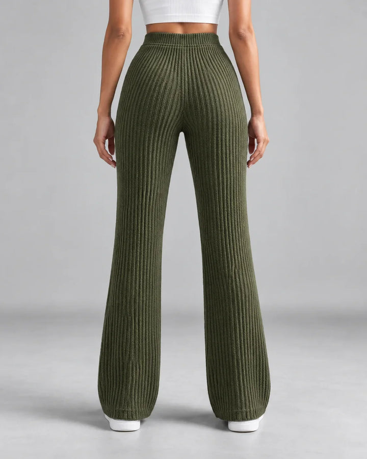 Winter Ribbed Knit Sweatpants Women Wide Leg High Rise Lounge Pants