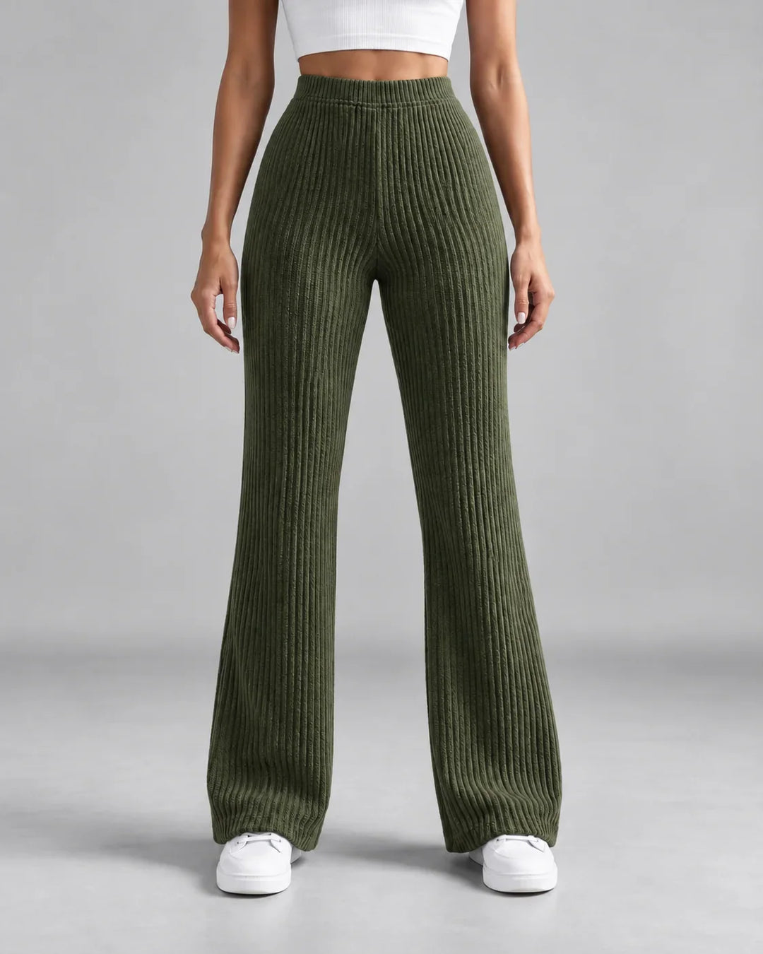 Winter Ribbed Knit Sweatpants Women Wide Leg High Rise Lounge Pants
