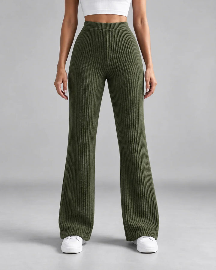 Winter Ribbed Knit Sweatpants Women Wide Leg High Rise Lounge Pants