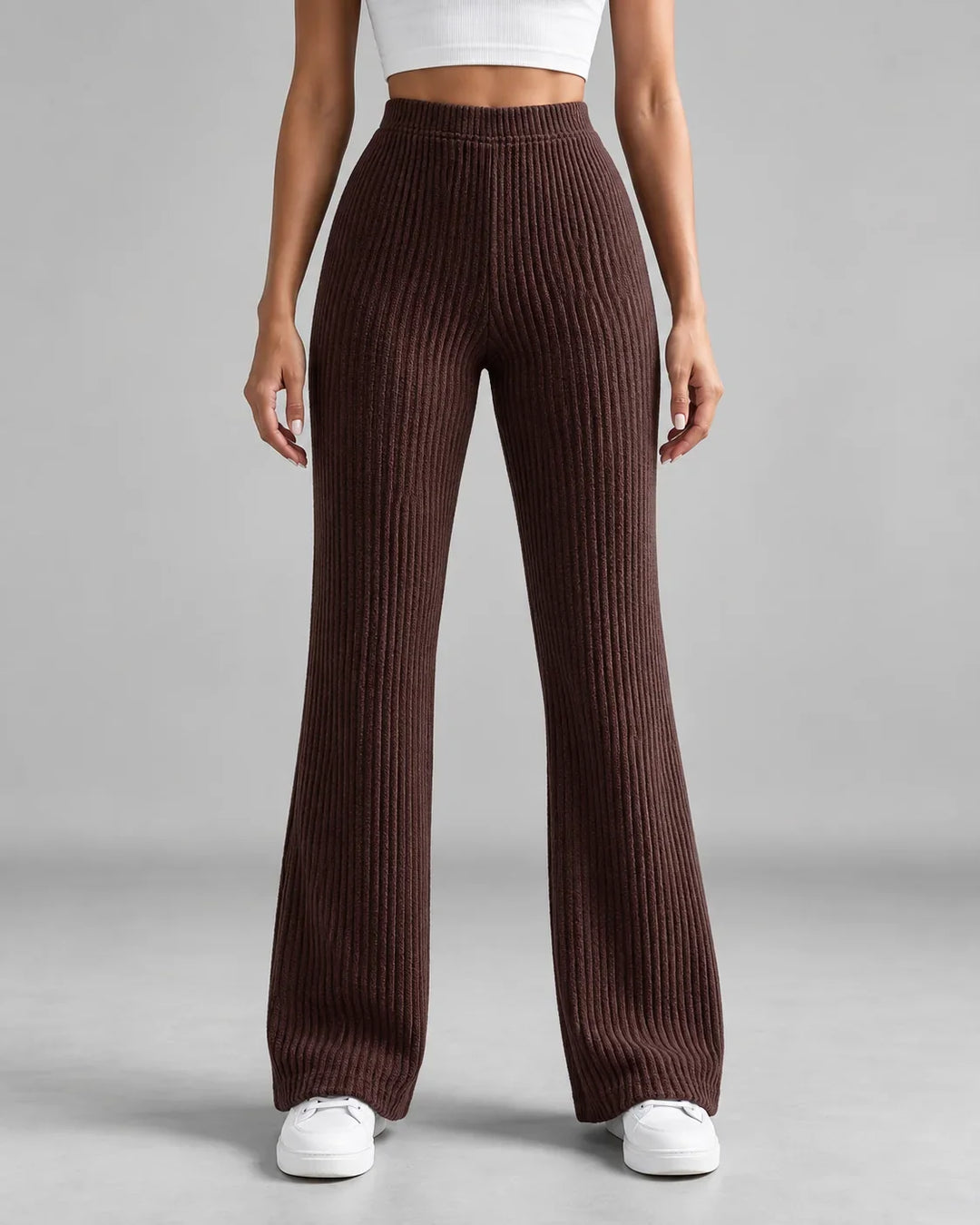 Winter Ribbed Knit Sweatpants Women Wide Leg High Rise Lounge Pants