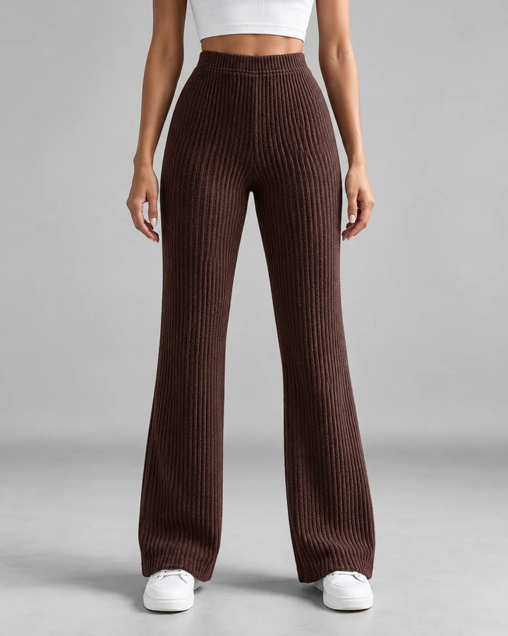 Winter Ribbed Knit Sweatpants Women Wide Leg High Rise Lounge Pants