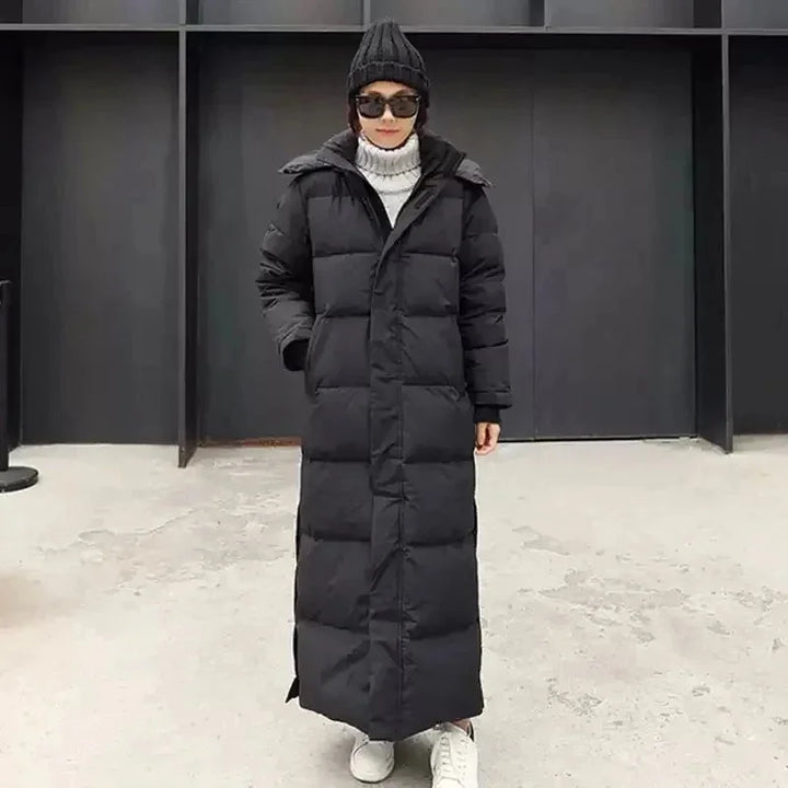 Long Puffer Coat - Hooded Padded Winter Women's Coat